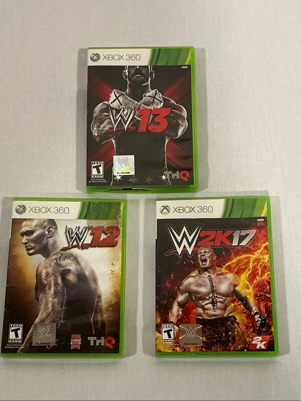 XBOX 360. 3 GAME BNDLE. $10 WWE '12, WWE '13, WWE 2K17